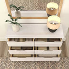Commode de ferme en bois massif à 6 tiroirs