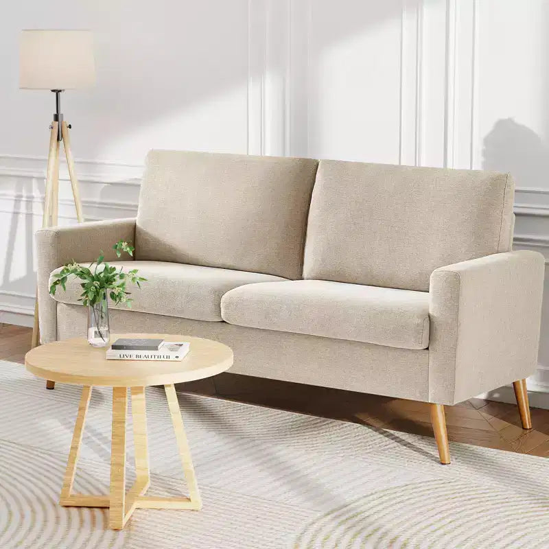 Canapé deux places Mid-Century Modern en velours côtelé de 68 po avec coussin à ressorts
