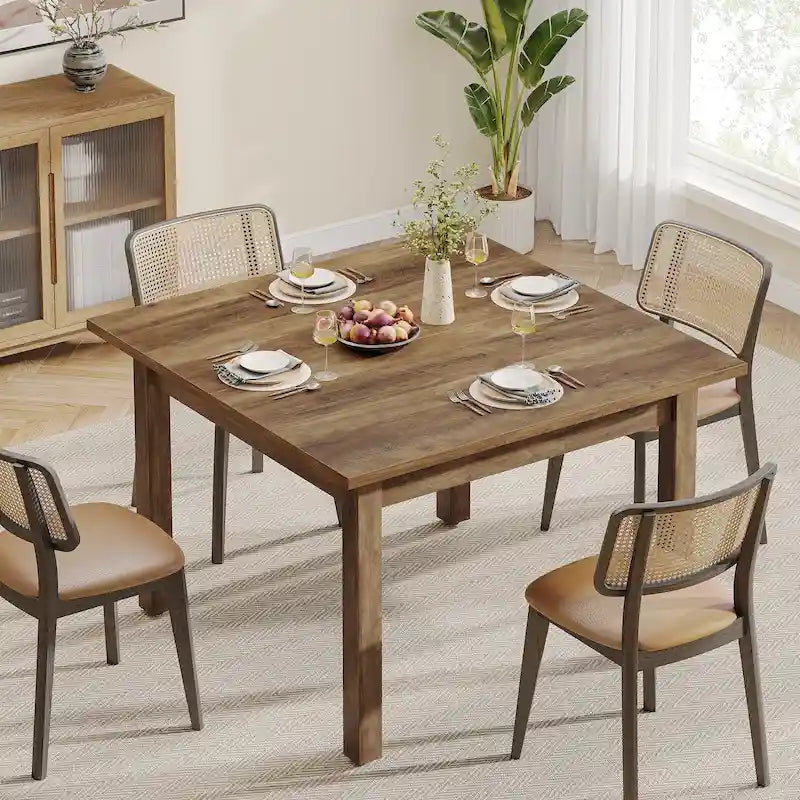 Table de salle à manger carrée de 39,4 pouces pour 2 à 4 personnes avec pieds en bois massif pour salon ou salle à manger