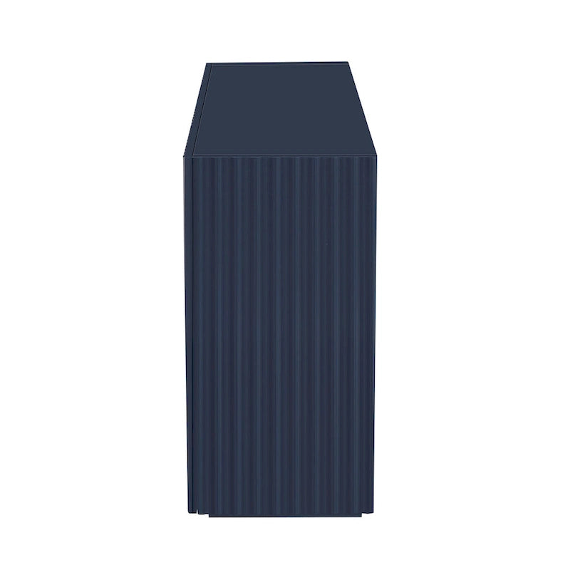 Bahut à portes ondulées avec étagères réglables Bleu antique Noir Marine
