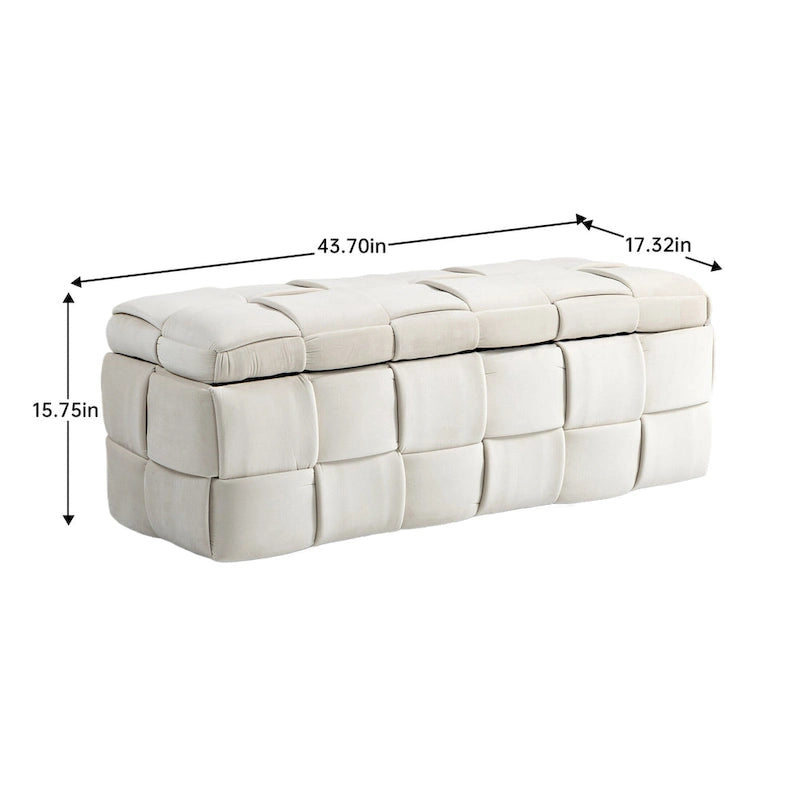 Banc ottoman de rangement capitonné en velours avec compartiment caché, plusieurs coloris