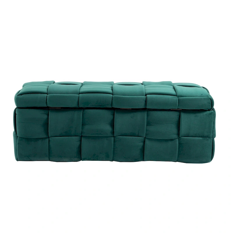 Banc ottoman de rangement capitonné en velours avec compartiment caché, plusieurs coloris