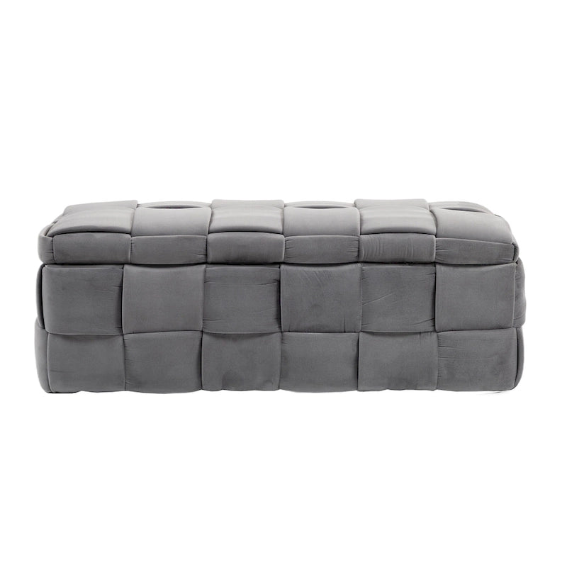 Banc ottoman de rangement capitonné en velours avec compartiment caché, plusieurs coloris