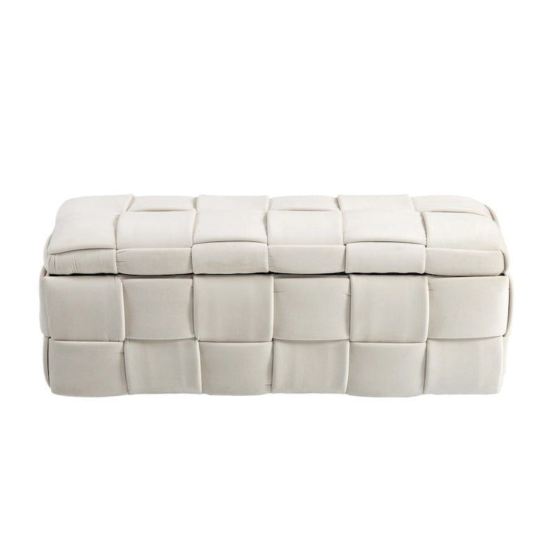 Banc ottoman de rangement capitonné en velours avec compartiment caché, plusieurs coloris