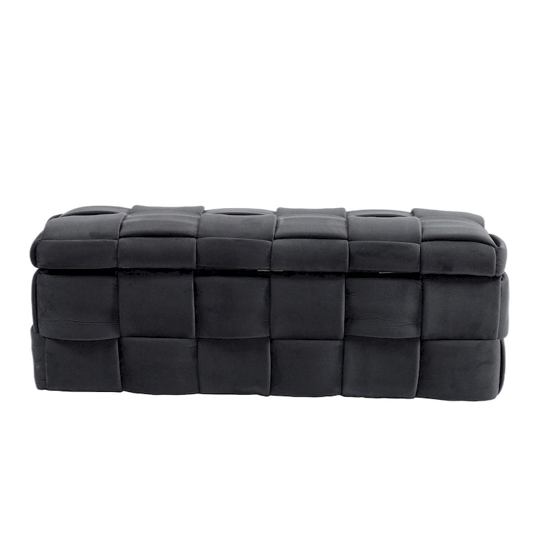 Banc ottoman de rangement capitonné en velours avec compartiment caché, plusieurs coloris
