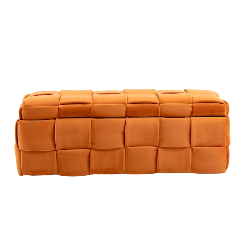 Banc ottoman de rangement capitonné en velours avec compartiment caché, plusieurs coloris