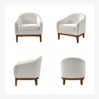 Fauteuil tonneau moderne Augus en bouclette avec pieds en bois massif par HULALA HOME