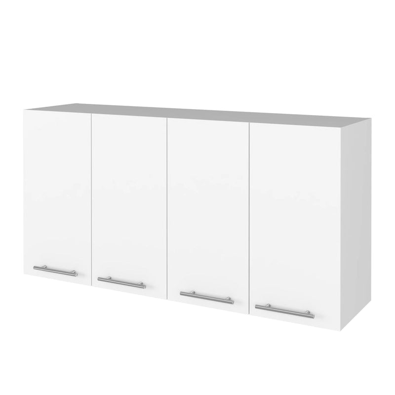 Meuble de rangement mural blanc à quatre portes, bahut d'appoint moderne en MDF