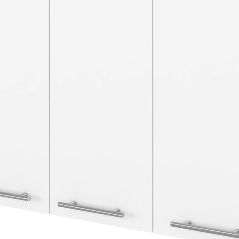 Meuble de rangement mural blanc à quatre portes, bahut d'appoint moderne en MDF