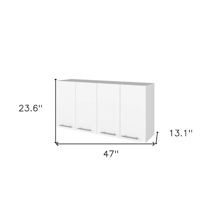 Meuble de rangement mural blanc à quatre portes, bahut d'appoint moderne en MDF