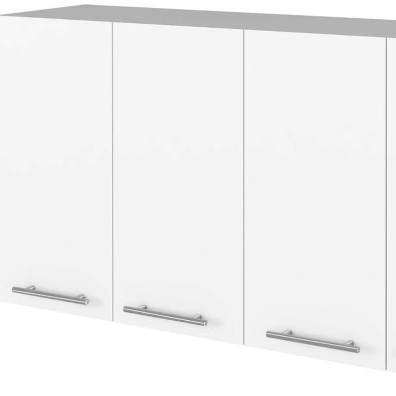 Meuble de rangement mural blanc à quatre portes, bahut d'appoint moderne en MDF