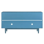 Buffet 4 portes avec portes à motif géométrique convexe et poignées argentées Bleu marine