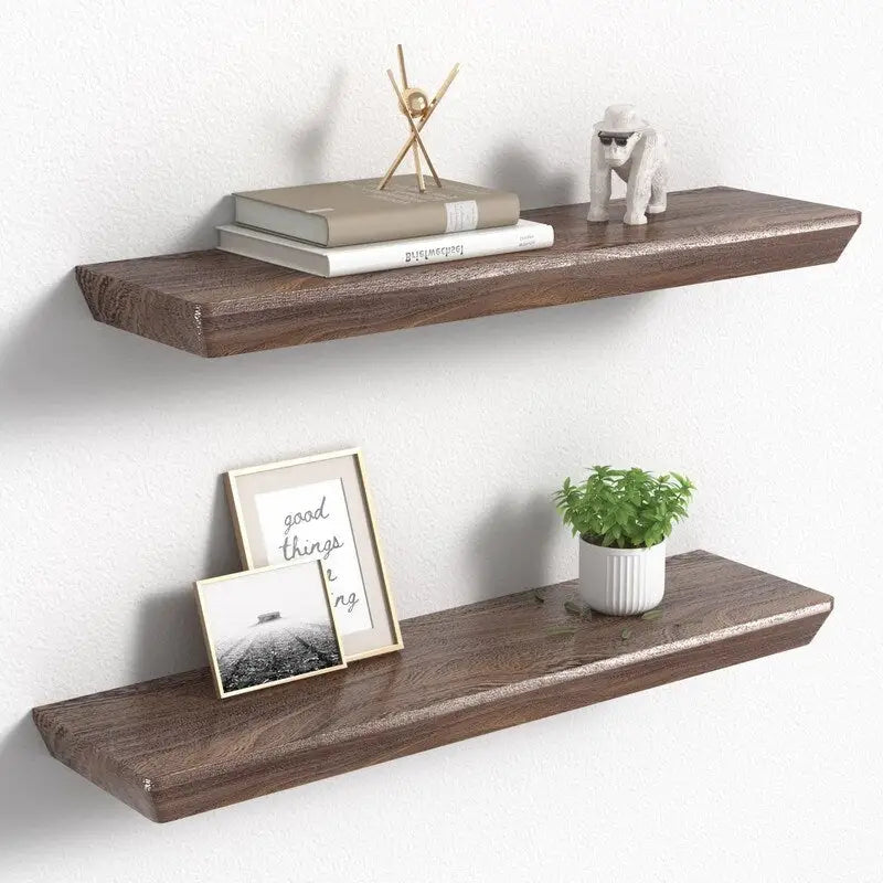 Étagère murale flottante en bois rustique brun, rangement profond, décoration