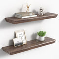 Étagère murale flottante en bois rustique brun, rangement profond, décoration