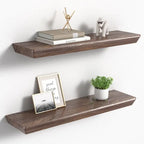 Étagère murale flottante en bois rustique brun, rangement profond, décoration