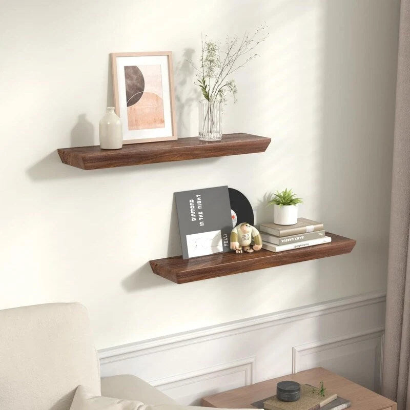 Étagère murale flottante en bois rustique brun, rangement profond, décoration