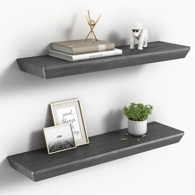 Étagère murale flottante en bois rustique brun, rangement profond, décoration