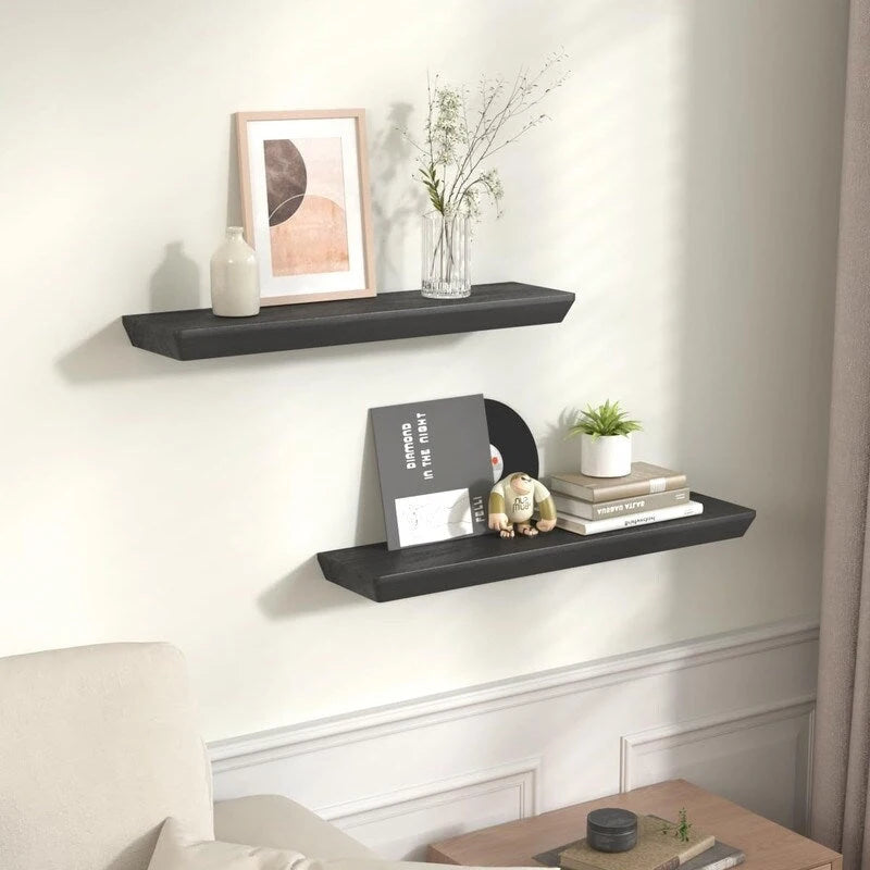 Étagère murale flottante en bois rustique brun, rangement profond, décoration