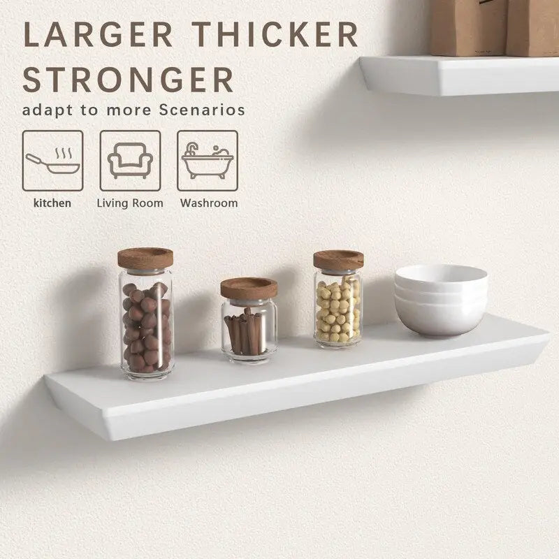 Étagère murale flottante en bois rustique brun, rangement profond, décoration