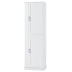 Tall Bathroom Storage Cabinet with Two Towel Hooks Adjustable Shelves and Left or Right-handed Opening Door