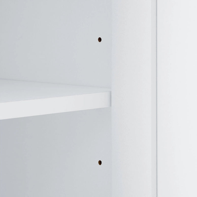 Meuble de rangement haut de salle de bain blanc avec crochets et étagères réglables