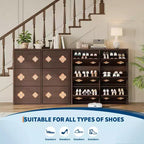 Meuble à chaussures en bois avec 6 tiroirs basculants, étagères réglables, motif floral, poignée en diamant, organisateur de rangement autoportant et mince pour entrée
