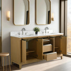 Meuble-lavabo Vanity Art avec évier en céramique et dessus en marbre reconstitué