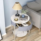 Myhozm Table d'appoint moderne avec tiroir de rangement, table de chevet ronde avec pieds en métal pour salon, chambre, bureau