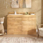 Table à langer et commode Homsee en bois de pin massif : plan à langer amovible, tiroirs de rangement, indispensable tout-en-un pour la chambre de bébé