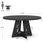 Table à manger ronde de 120 cm pour 4 personnes, table de salle à manger/cuisine/salon en bois style ferme