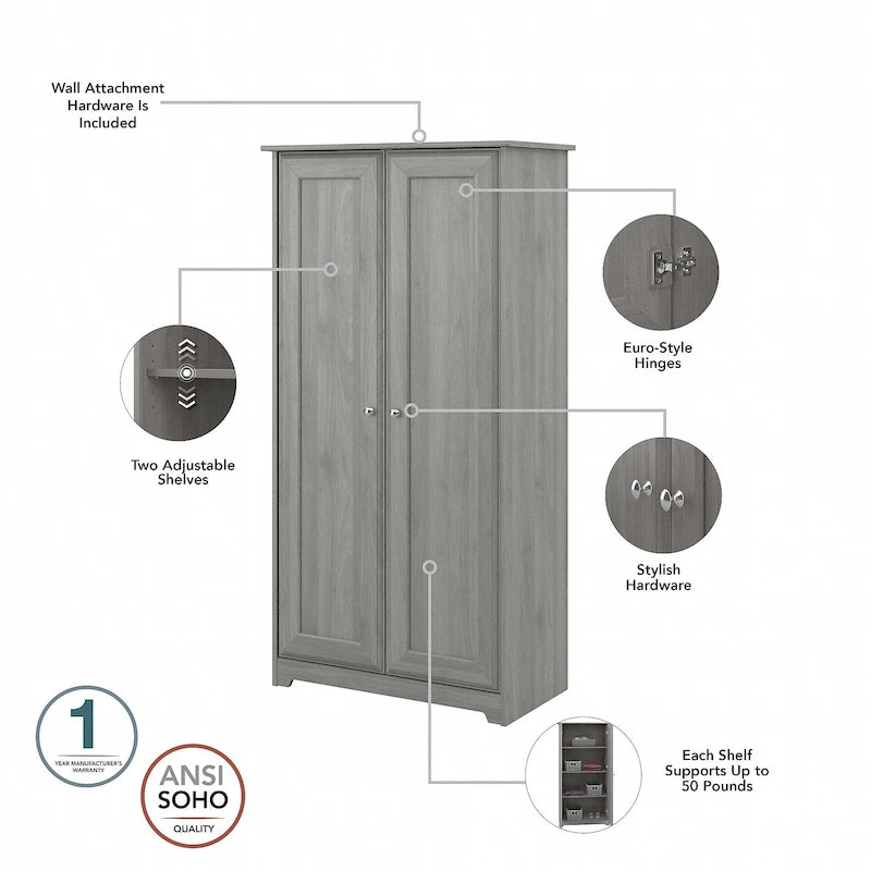 Meuble de rangement haut Cabot Espresso Oak avec portes – 31,38 long. x 16,30 larg. x 61,14 haut.
