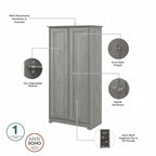 Meuble de rangement haut Cabot Espresso Oak avec portes – 31,38 long. x 16,30 larg. x 61,14 haut.