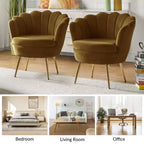Fauteuil baril confortable avec pieds en métal doré, fauteuil d'appoint pour salon