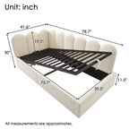 Lit de repos plateforme rembourré double Okak avec rangement hydraulique et cadre à lattes en métal, lit simple moderne pour chambre à coucher, chambre d'enfant