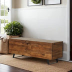 Banc de rangement Broadmore en bois d'acacia de 46 pouces