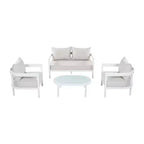 ModernLuxe Ensemble de canapé d'extérieur 4/5 pièces Meubles de conversation pour terrasse Groupe de sièges avec table basse, coussins résistant aux intempéries et cadre résistant à la rouille