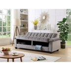 Canapé convertible de salon en tissu matelassé avec dossier cannelé
