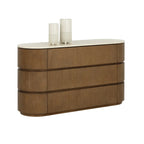 Commode sculpturale en marbre biologique avec rangements - Chambre à coucher | Finition polie