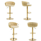 Lot de 4 tabourets de bar réglables en hauteur pivotants en velours tissé