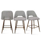 Lot de 3 tabourets de bar de hauteur comptoir du milieu du siècle, chaises d'îlot de cuisine rembourrées de 26 po avec pieds en métal finition noyer - Panipeachy