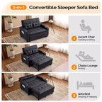 Canapé-lit convertible inclinable en cuir rembourré anti-griffes pour petits espaces avec coussins