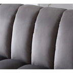 Canapé convertible de salon en tissu matelassé avec dossier cannelé