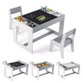 Ensemble table et 2 chaises multifonctions pour enfants Costway avec plateau double face amovible gris + blanc/naturel + blanc