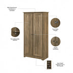 Meuble de rangement haut Cabot Espresso Oak avec portes – 31,38 long. x 16,30 larg. x 61,14 haut.