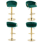 Lot de 4 tabourets de bar réglables en hauteur pivotants en velours tissé