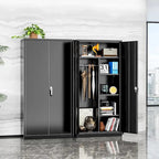 Armoire de rangement en métal verrouillable de 72 po de haut avec tringle de suspension pour garage, salle de sport, bureau à domicile