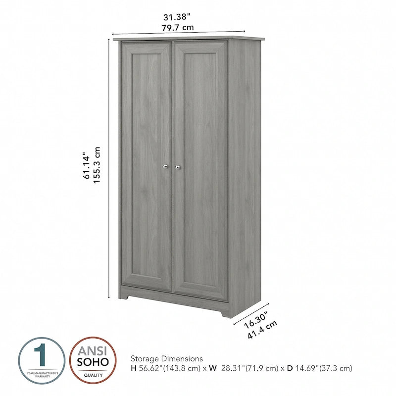 Meuble de rangement haut Cabot Espresso Oak avec portes – 31,38 long. x 16,30 larg. x 61,14 haut.