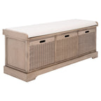 Banc de rangement SAFAVIEH Fiorello avec coussin et 3 tiroirs - 47,3 L x 15 P x 19 H - 47 L x 15 P x 19 H