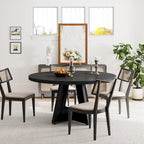 Table à manger ronde de 120 cm pour 4 personnes, table de salle à manger/cuisine/salon en bois style ferme