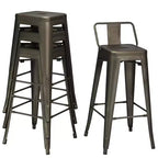 Costway Lot de 4 tabourets de bar en métal de 76 cm de hauteur, tabourets de bar industriels avec dossier bas en acier